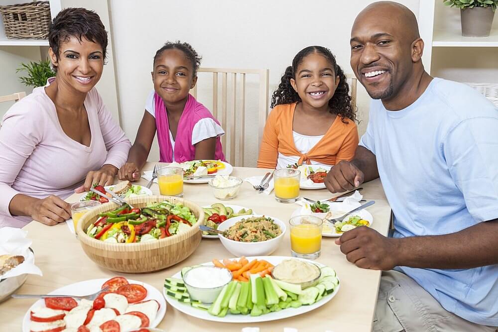 Family enjoying a healthy meal